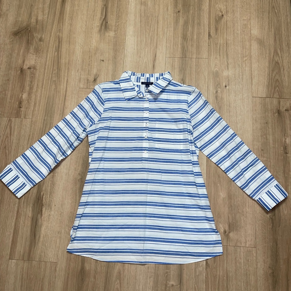 NWOT Women’s 100% Cotton Tommy Hilfiger Size L Striped Tunic Popover Top